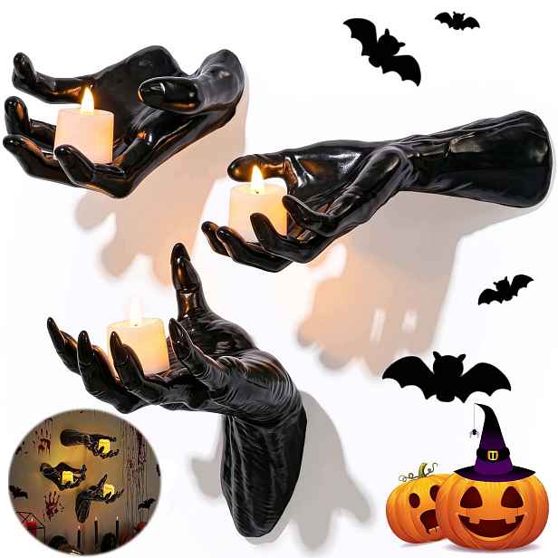 3 X Svítící Nástěnné Dekorace Na Halloween Ve Tvaru Strašidelných Rukou