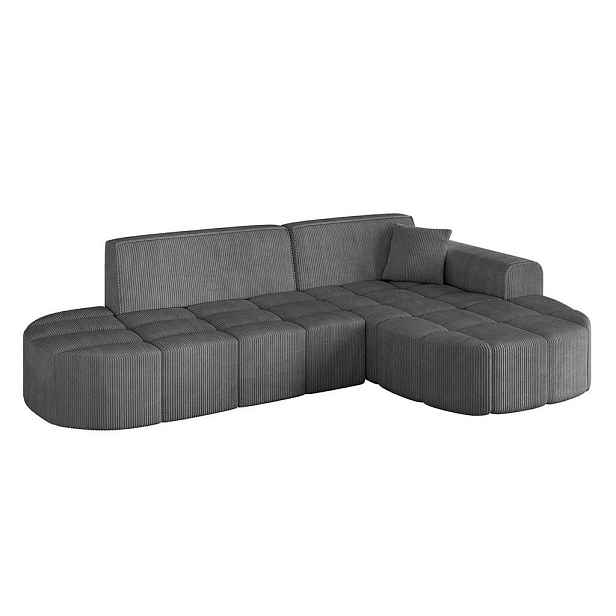 ALTDECOR ROHOVÁ SEDAČKA s otomanem, pravá LIVO-L1 252x173x79,5 Tmavě šedá Manšestr