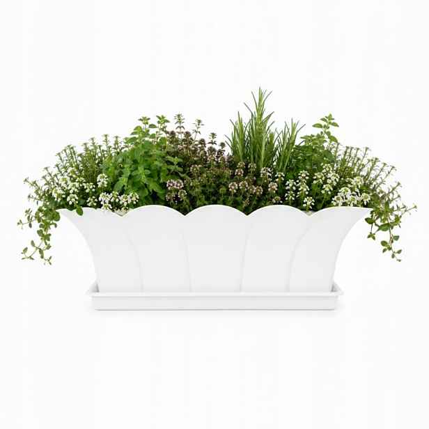 Moderní dekorativní květináč s obalem, bílá barva, velikost M 30 x 13 x 10 100 ks