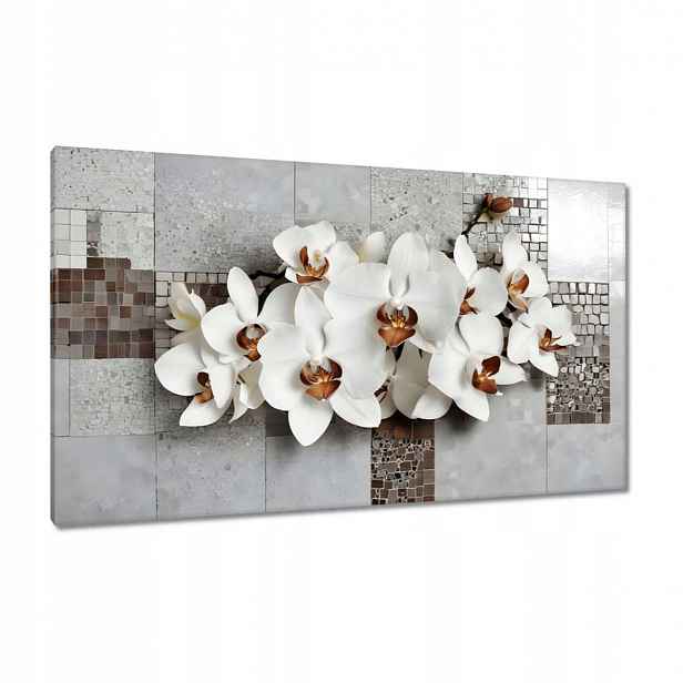 Obrazy 120x70 Bílé orchideje a mozaika