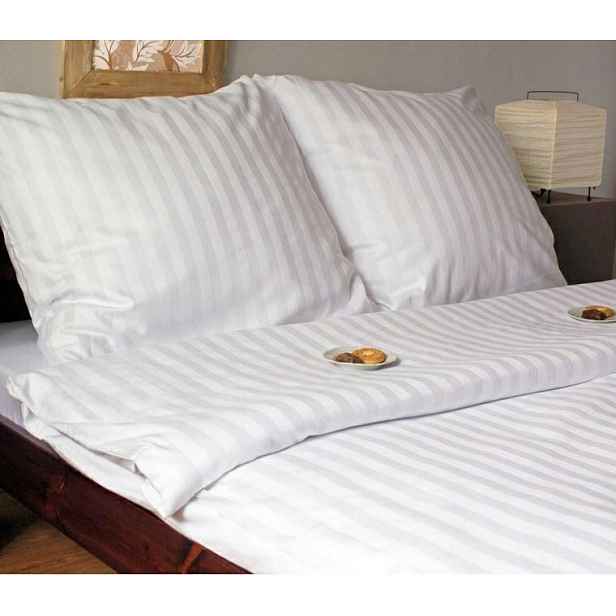 Povlečení damaškové 140x200 Tivoli bílé pruhy 1 cm na zip 140 g/m2