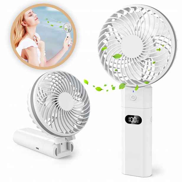 Přenosný ventilátor Usb powerbank 5200 mAh 5 rychlostí Led skládací bílý
