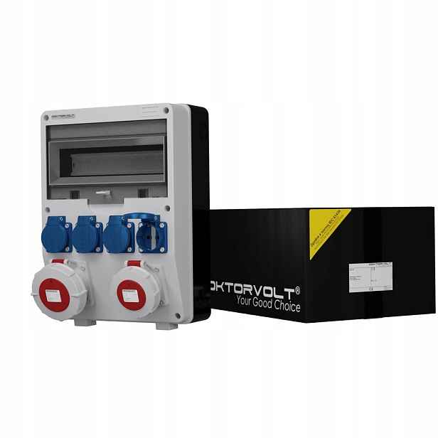 Stavební rozvaděč 32A 16A IP67 4x230V Schuko elektrická skříňka