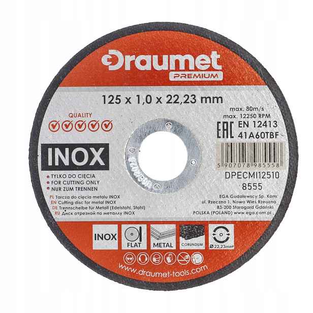 Draumet Premium Řezací kotouč na kov Inox 125 x 1, 50 ks
