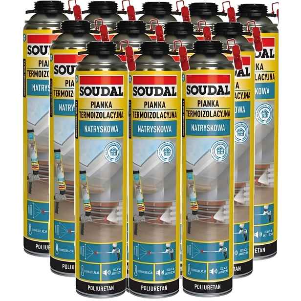 12 Ks Soudal Pur Pěna Termoizolační Akustická Stříkací Zateplení