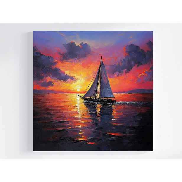 Obraz Na Plátně Canvas Voda Moře Loď Plachetnice Jachta Slunce Západ 50x50
