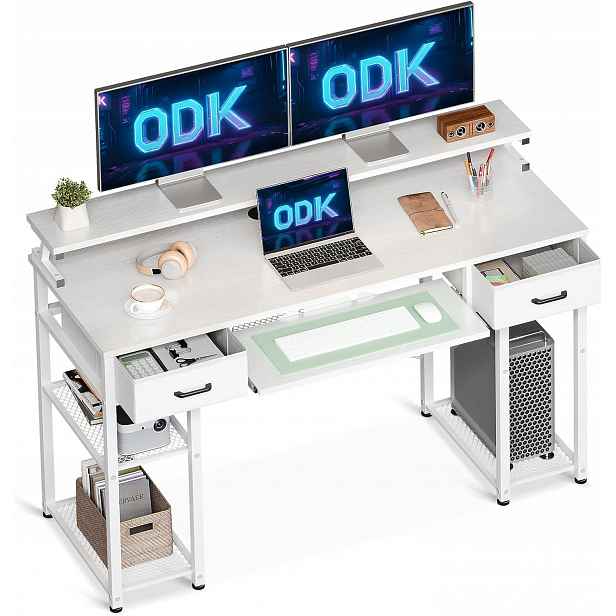 Počítačový Stůl 120X48X90 CM Zásuvky, Stojan Na Monitor