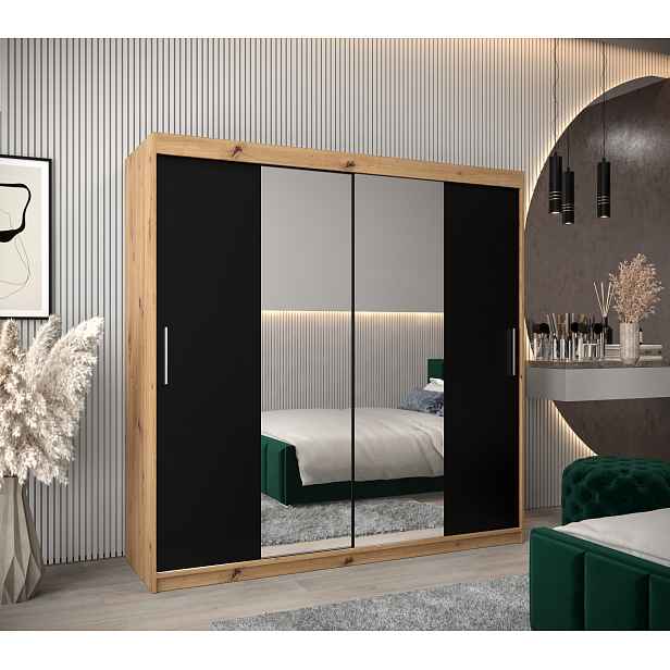 Šatní skříň Abi T1 Barva korpusu: Dub artisan, Rozměry: 200 cm, Dveře: Černá