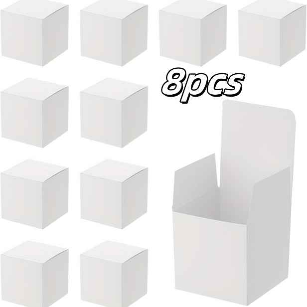 TEMU 8/25 ks, 12 x 12 x 12 cm, Snadné bílé dárkové krabičky na hrnky, zesílené skládací krabičky na balení drobných předmětů, ideální pro narozeniny,