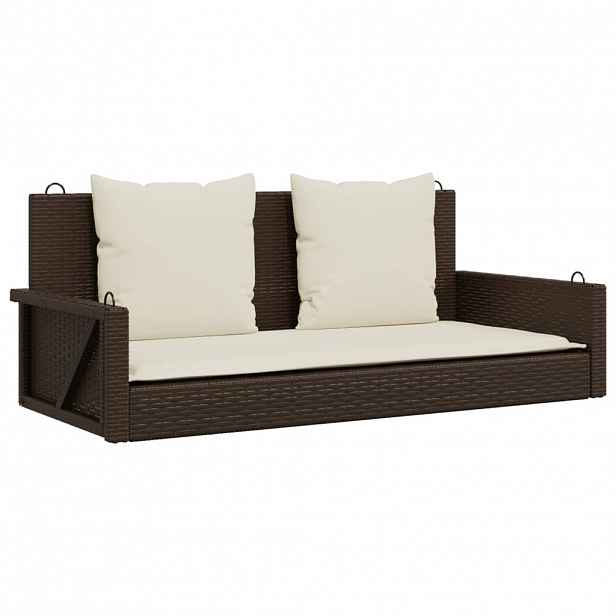 vidaXL Houpací lavice s poduškami hnědá 119 x 56 x 48 cm polyratan