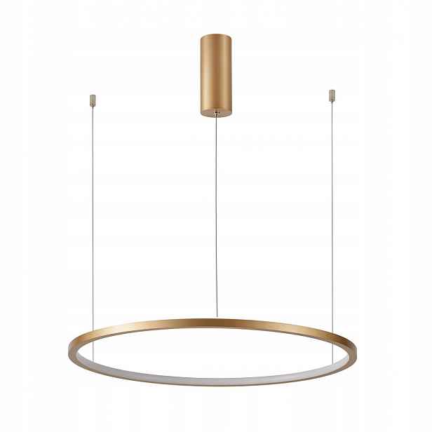 Vinola, Moderní zlatá závěsná lampa, Led kroužek, 48W, 3840LM, 80 cm