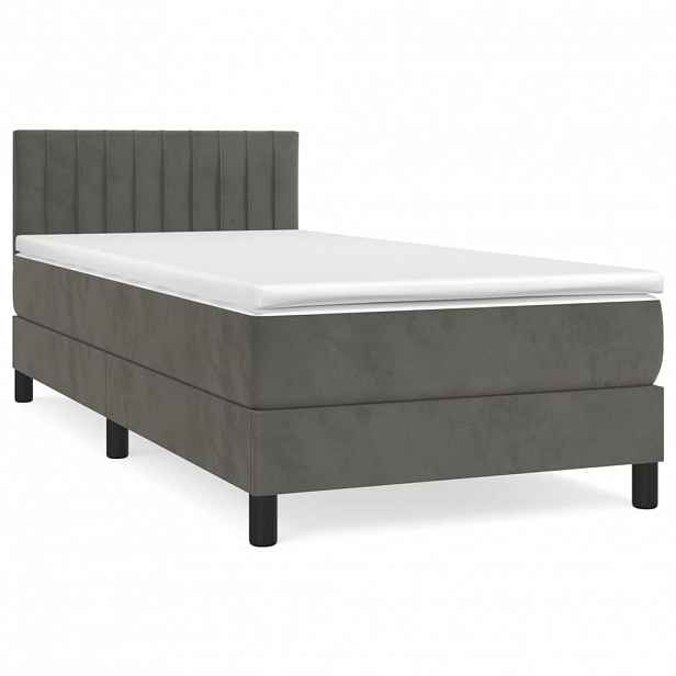 vidaXL Box spring postel s matrací tmavě šedá 80 x 200 cm samet