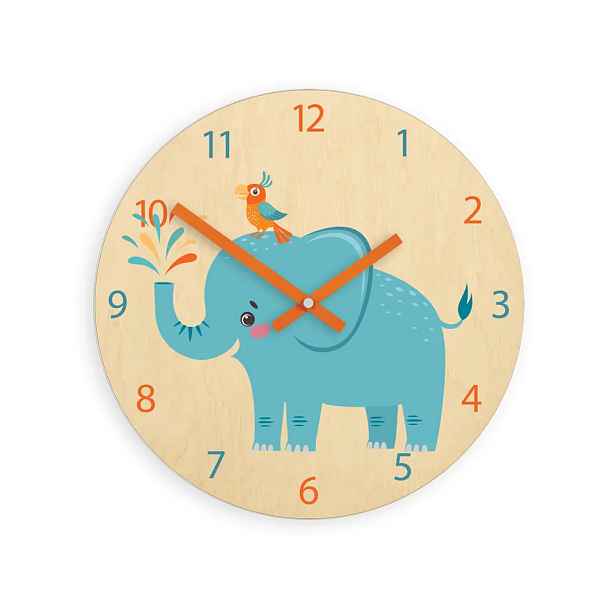ModernClock Dětské nástěnné hodiny Ami Slon 30 cm vícebarevné