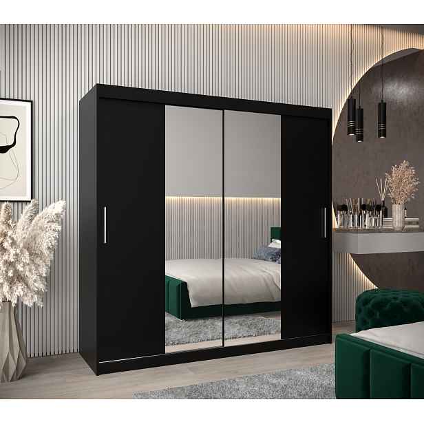 Šatní skříň Abi T1 Barva korpusu: Černá, Rozměry: 200 cm, Dveře: Černá
