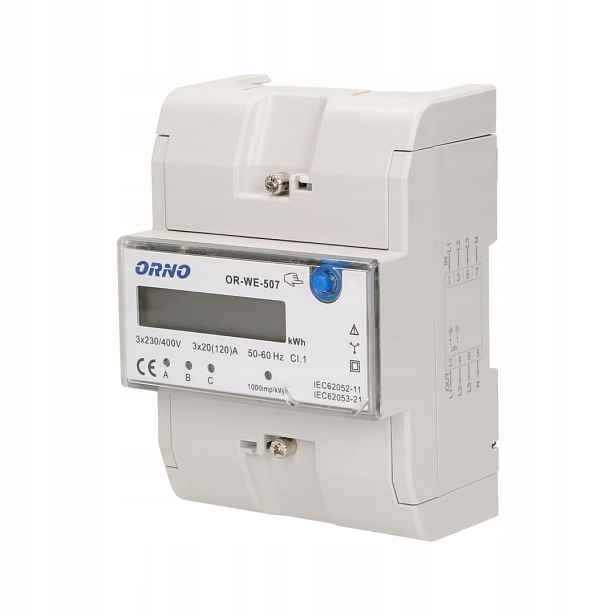 Třífázový elektroměr 3x20(120)A 400V IP20 bílý
