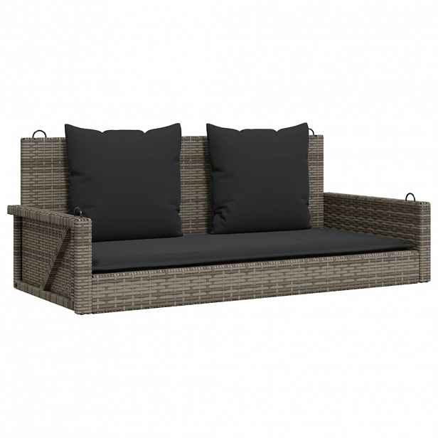 vidaXL Houpací lavice s poduškami šedá 119 x 56 x 48 cm polyratan