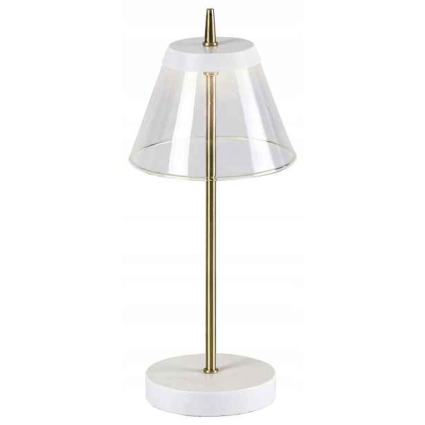 Stolní lampa noční bílá zlatá Led skleněná, moderní 37 cm Rabalux