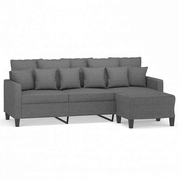 vidaXL 3místná pohovka s podnožkou tmavě šedá 180 cm textil