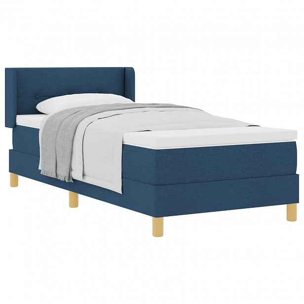 vidaXL Postel s boxspringem s čelo Modrá 200 x 80 cm textil