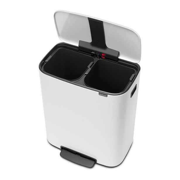 Bílý nášlapný ocelový odpadkový koš na tříděný odpad 2x30 l Bo – Brabantia