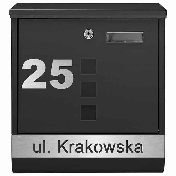 Černá Poštovní Schránka Na Dopisy Vzor 1, Stříbrný Laminát