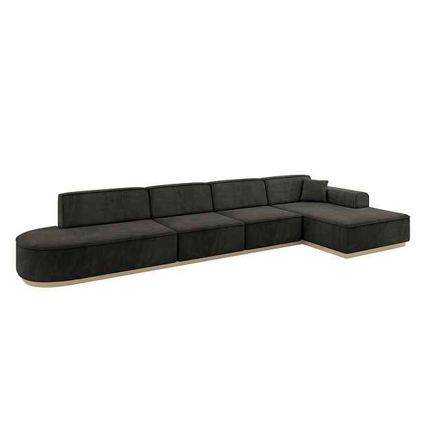 ALTDECOR ROHOVÁ SEDAČKA s otomanem, pravá IREA-L3 412x165x80 Černá Velur