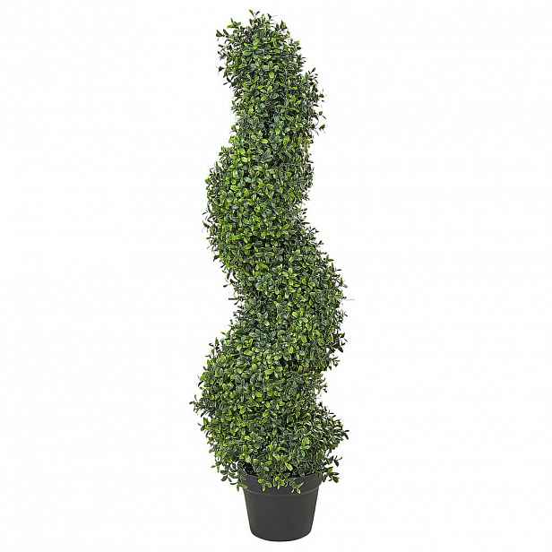 Beliani UMĚLÁ ROSTLINA v květináči 98 cm Zelená/Černá Buxus Spiral Tree