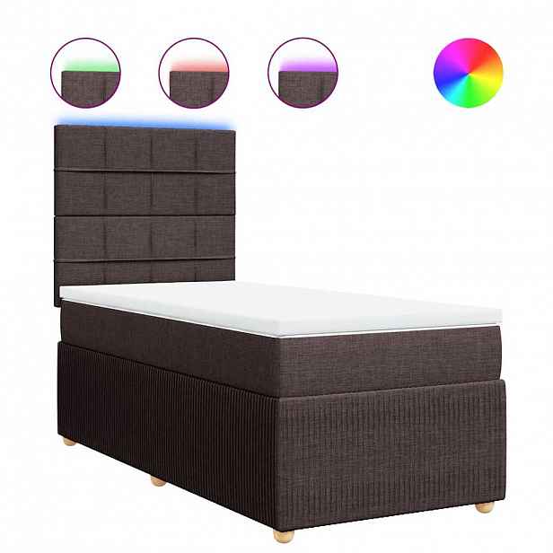 vidaXL Box spring postel s matrací tmavě hnědá 90x200 cm textil