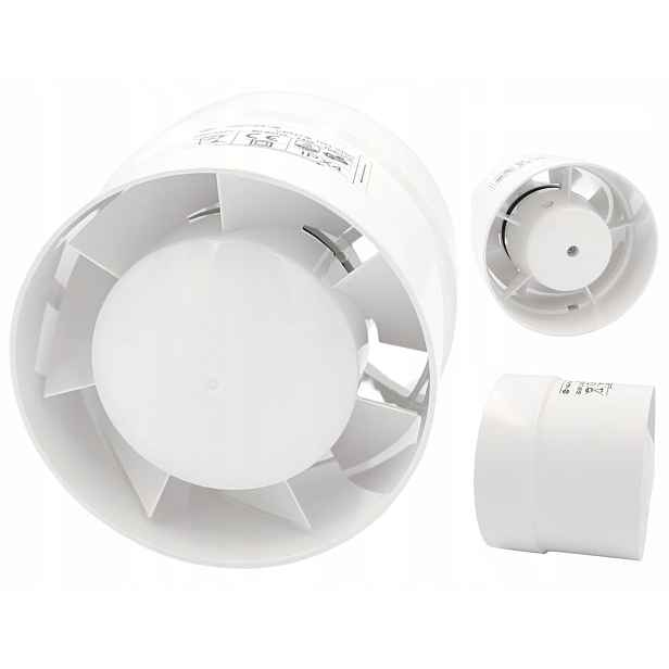 Axiální Kanálový Ventilátor Fi 125 mm S Časovým Spínačem 190 m3/h Vents