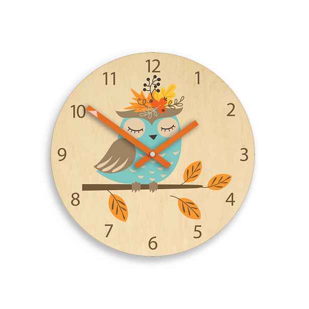 ModernClock Dětské nástěnné hodiny Ami Sova 30 cm vícebarevné