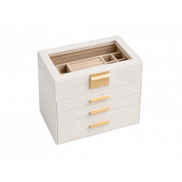 Šperkovnice ELEGANT CASE 25,1x21,5x15,3 cm z eko kůže, béžová