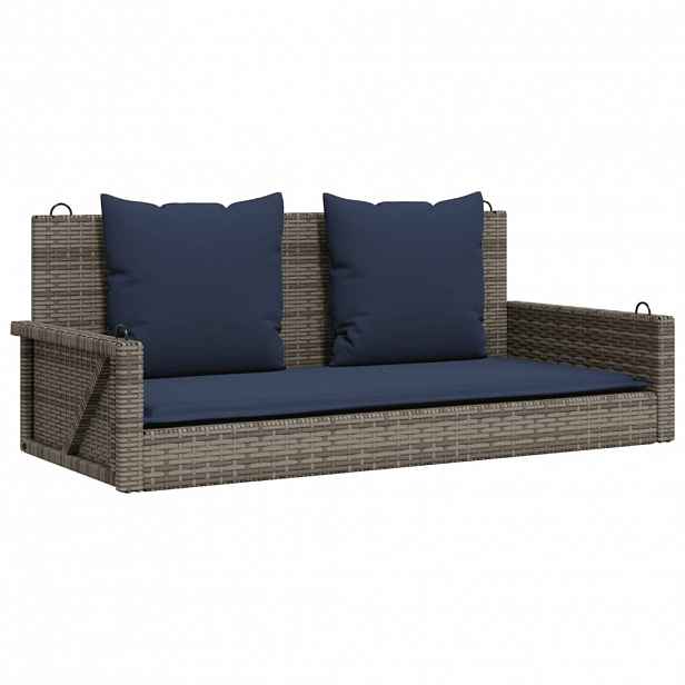 vidaXL Houpací lavice s polštáři šedá 119 x 56 x 48 cm polyratan