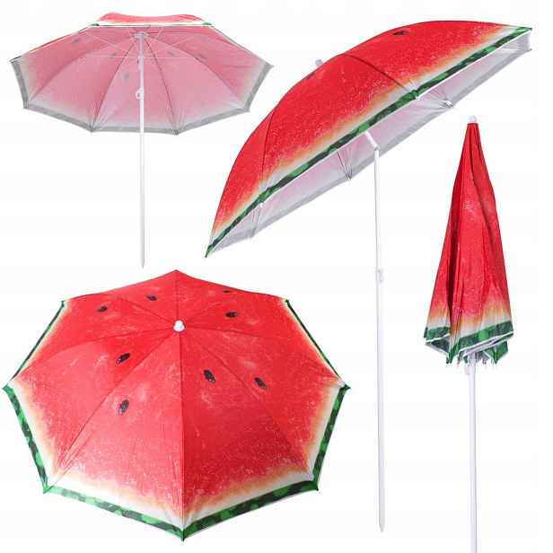 Zahradní slunečník na pláž, nastavitelný, lomený, 150 cm, meloun Uv