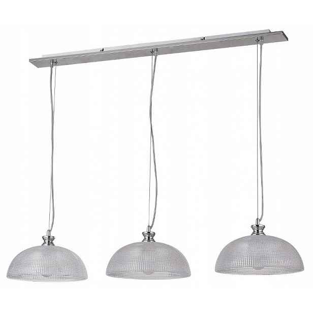 Závěsná lampa z chromu Petrina s průhledným krytem nad stůl Rabalux
