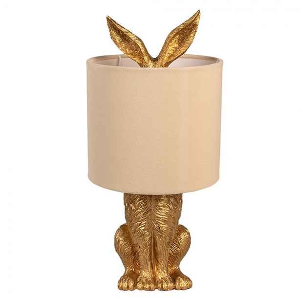 Zlatá stolní lampa králík s béžovým stínidlem Rabbi - Ø 20*43 cm Clayre & Eef