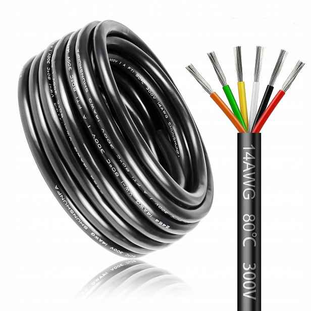 Napájecí Kabel 6x2mm² 14AWG 30M Pocínovaná Měď Pvc