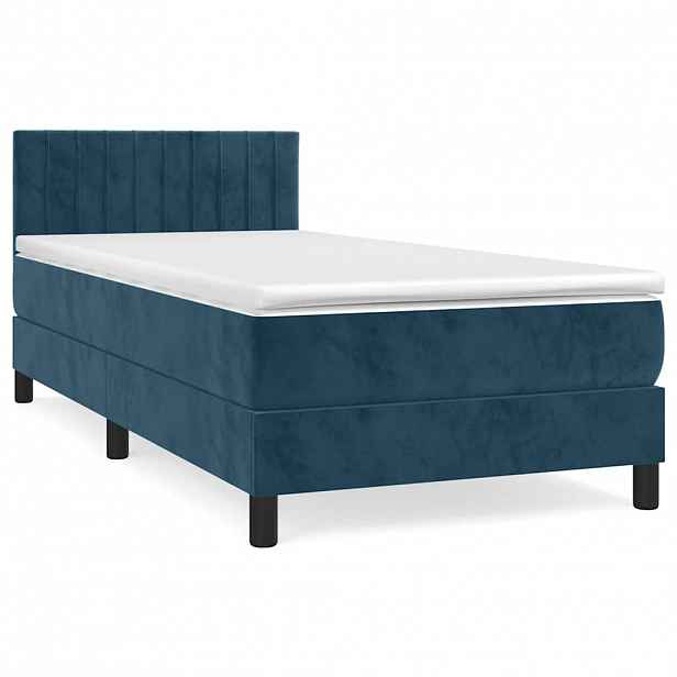 vidaXL Box spring postel s matrací tmavě modrá 80 x 200 cm samet