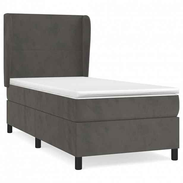 vidaXL Box spring postel s matrací tmavě šedá 90x190 cm samet
