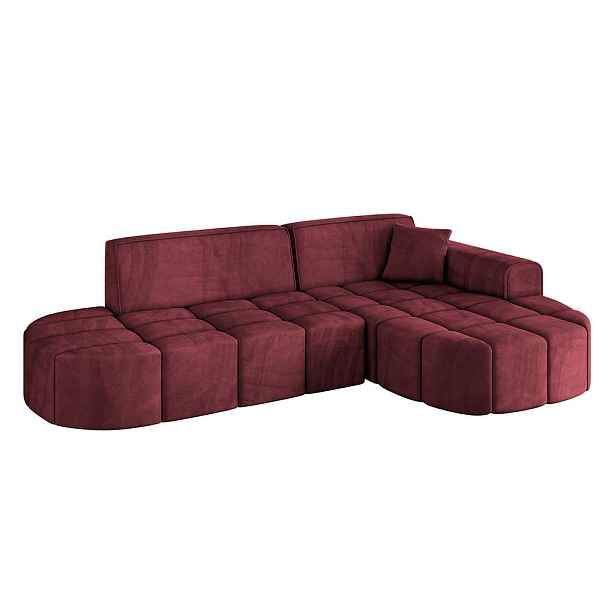 ALTDECOR ROHOVÁ SEDAČKA s otomanem, pravá LIVO-L1 252x173x79,5 Bordó Velur