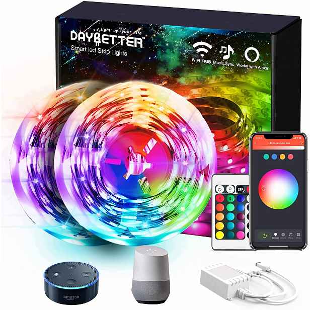 Led pásek Rgb 20 m 5050 WiFi Tuya Aplikace Ovladač Hudba Sada Ledy 12V