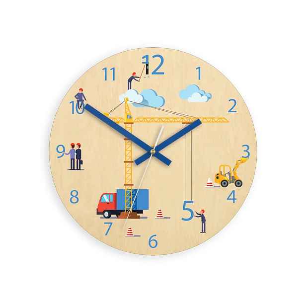 ModernClock Dětské nástěnné hodiny Ami Staveniště 30 cm vícebarevné