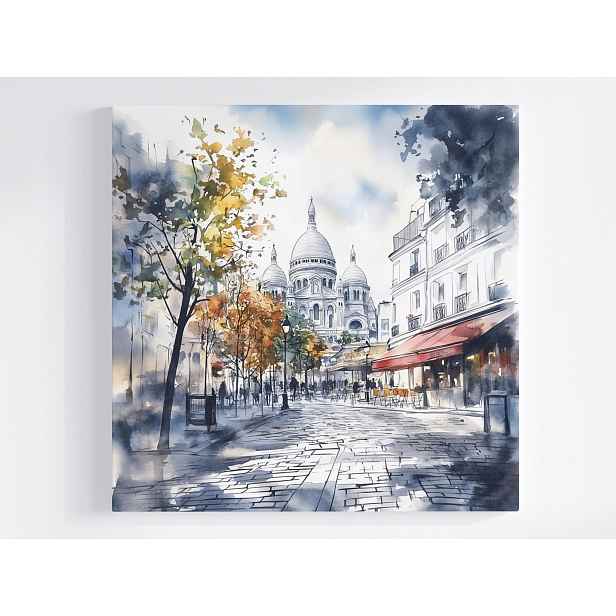 Obraz Na Plátně Canvas Paříž Montmartre Sacre Coeur Bazilika Cafe 50x50