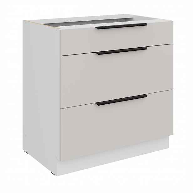 Spodní skříňka Como 80 D 3S BB - Premium Box Barva korpusu: Bílá, Barva dvířek: Kašmír