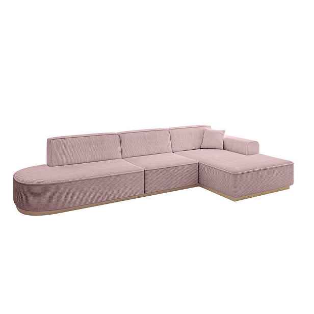 ALTDECOR ROHOVÁ SEDAČKA s otomanem, pravá IREA-L2 327x165x80 Růžová Manšestr