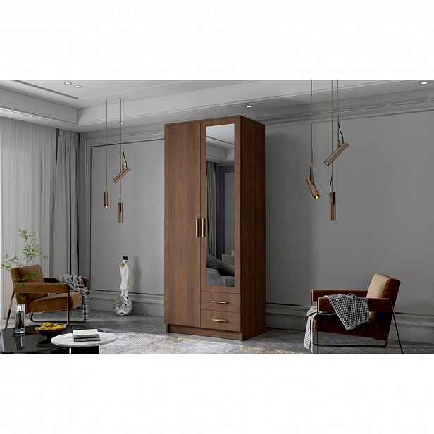 Šatní skříň ADA II 80 cm - ořech/zlaté úchytky