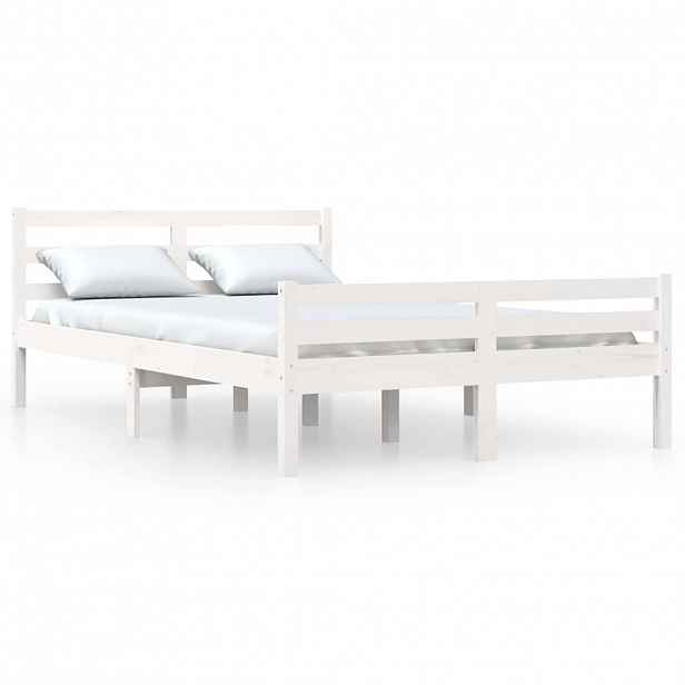vidaXL Rám postele bílý masivní dřevo 135 x 190 cm dvojlůžko