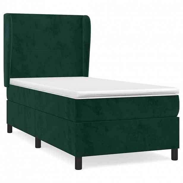 vidaXL Box spring postel s matrací tmavě zelená 90x190 cm samet