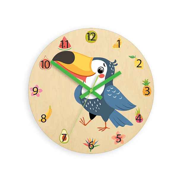 ModernClock Dětské nástěnné hodiny Ami Tukan 30 cm vícebarevné
