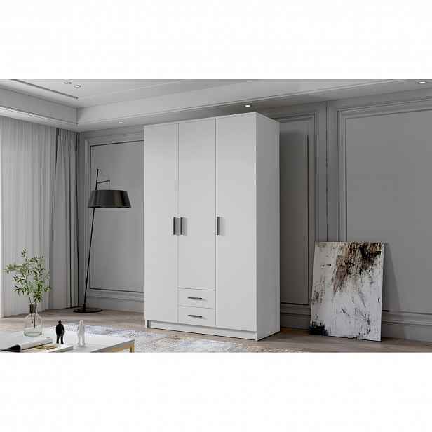 Šatní skříň ADA I 120 cm - bílá/černé úchytky