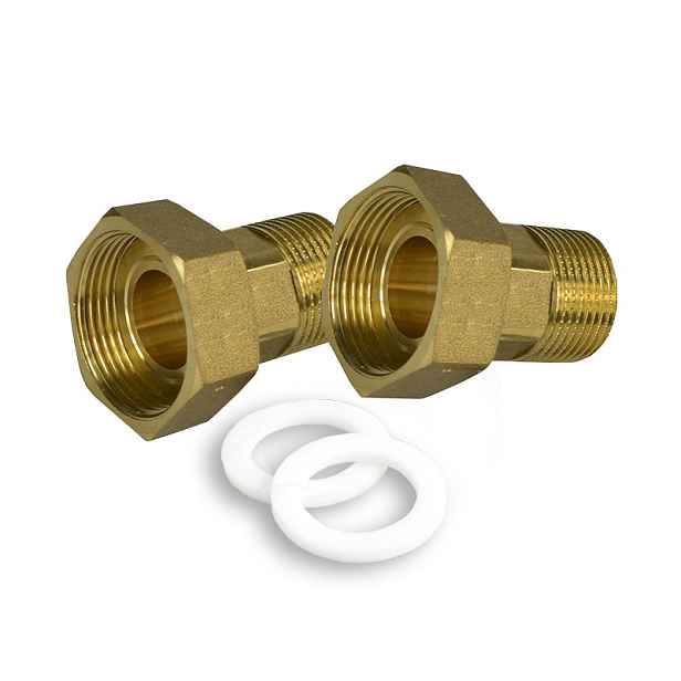 Šroubení k vodoměru mosazné 1/2"×3/4", pár